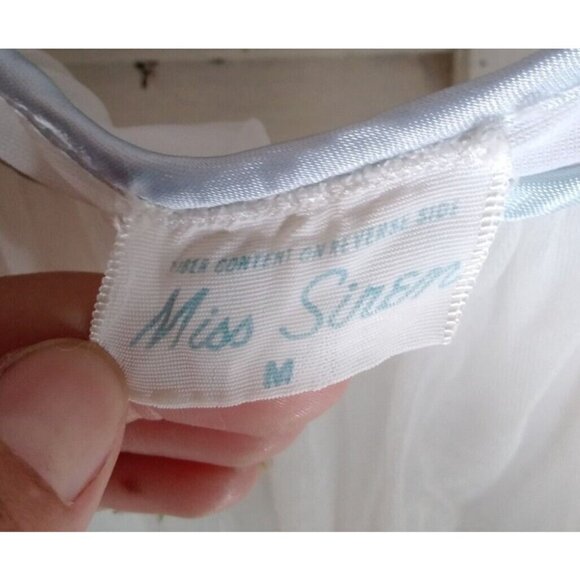 Miss Siren Sheer Peignoir Robe Chiffon White Floral Embroidery‎ Medium Vtge Set - Picture 2 of 5